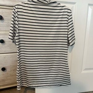 SHEIN Black & White Striped Short Sleeve Top | Size Large